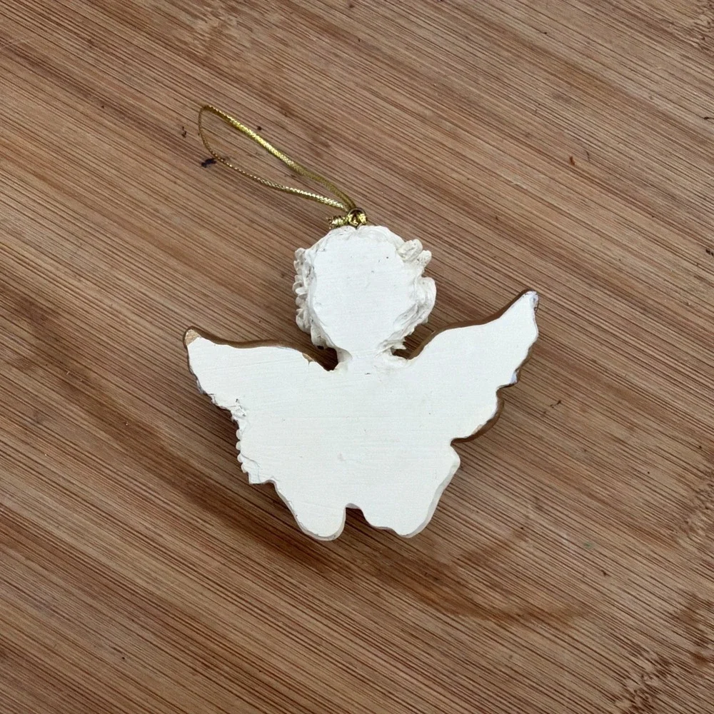 Bisque‎ Angel Cherub Ornament Holiday Christmas